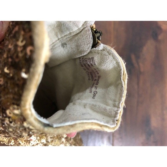 Joyfolie Girls Size 11 Arya Gold Sequin Booties, Play for wear on toes and heels - Picture 7 of 7